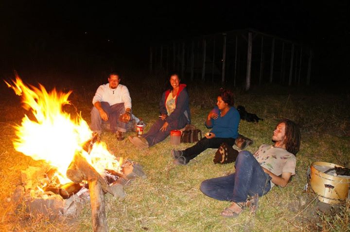 campfire at hostel 